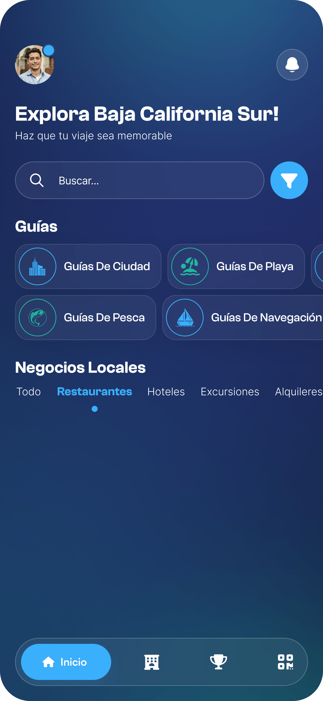 Pantalla de inicio de la app Baja PASS