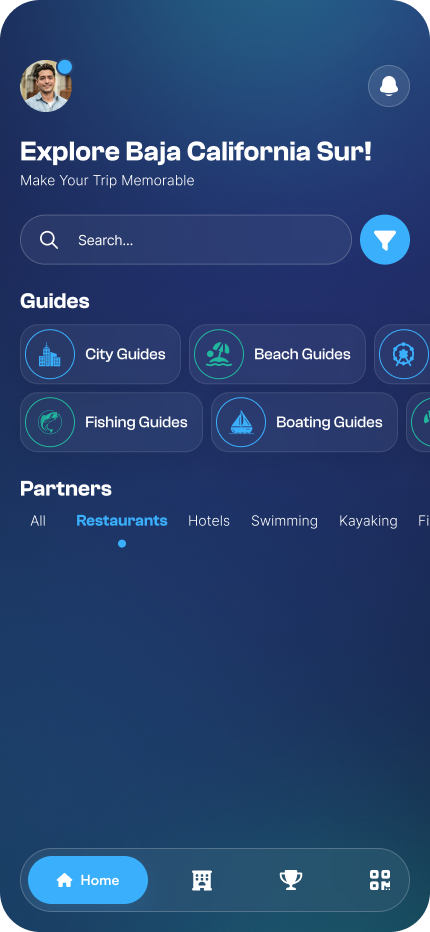 Baja PASS app home